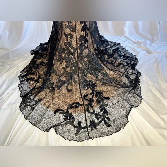 JOVANI Black and Tan Strapless Mermaid Gown | 6 - Picture 7 of 16